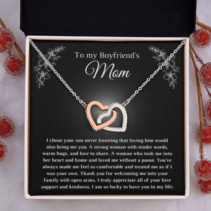 Gift for Bf's Mom - Interlocking Hearts Necklace - Personalize Memories