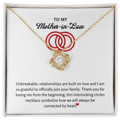 To My Mother in Law - We'll always be linked at heart - Love Knot Necklace - Personalize Memories