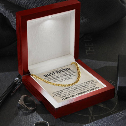 To My Boyfriend - Falling in love with you was beyond my control - Cuban Link Chain Gift for Him - Personalize Memories