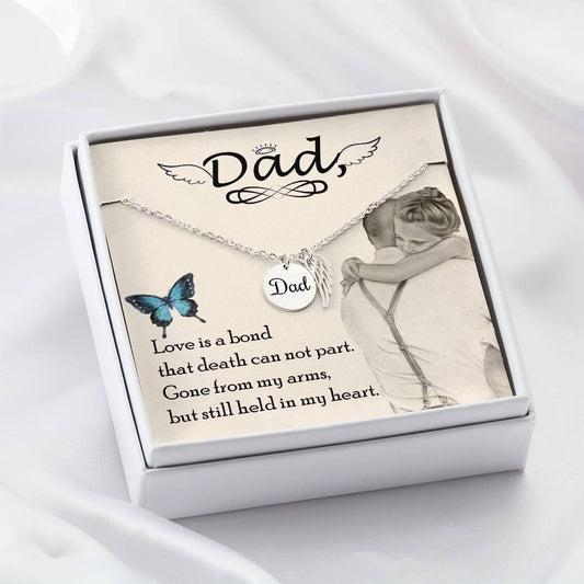 Angel Wing Dad Necklace - Love Is a Bond - Daddy Memorial Gift