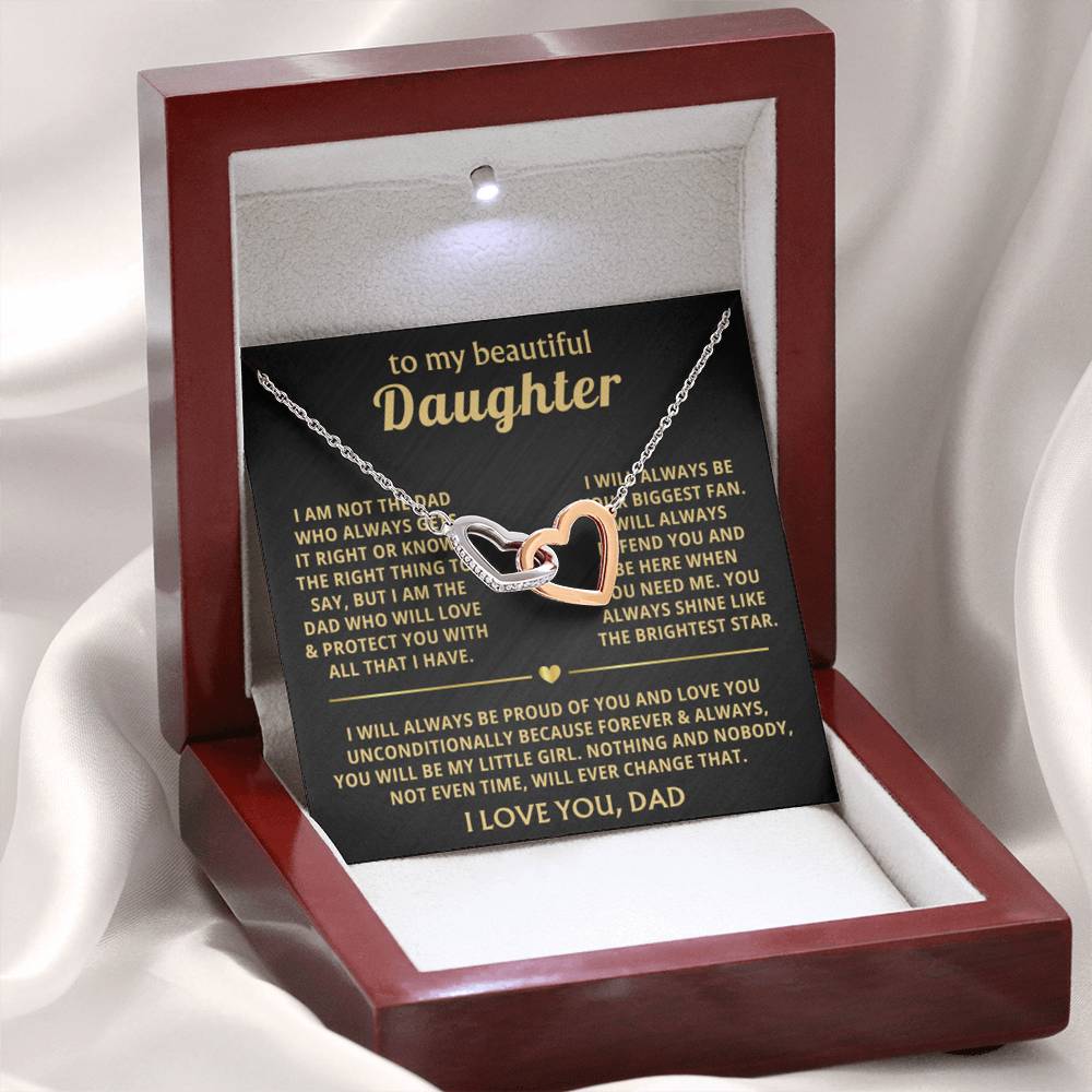 To My Daughter Necklace - Best Gift for Daughter from Dad - Interlocking Hearts Necklace - Personalize Memories
