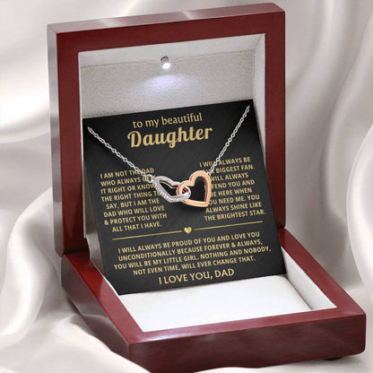 To My Daughter Necklace - Best Gift for Daughter from Dad - Interlocking Hearts Necklace - Personalize Memories