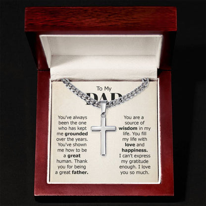 To My Dad Necklace - You've always been the one - Gift for Dad - Artisan Cross with Cuban Link Chain - Personalize Memories