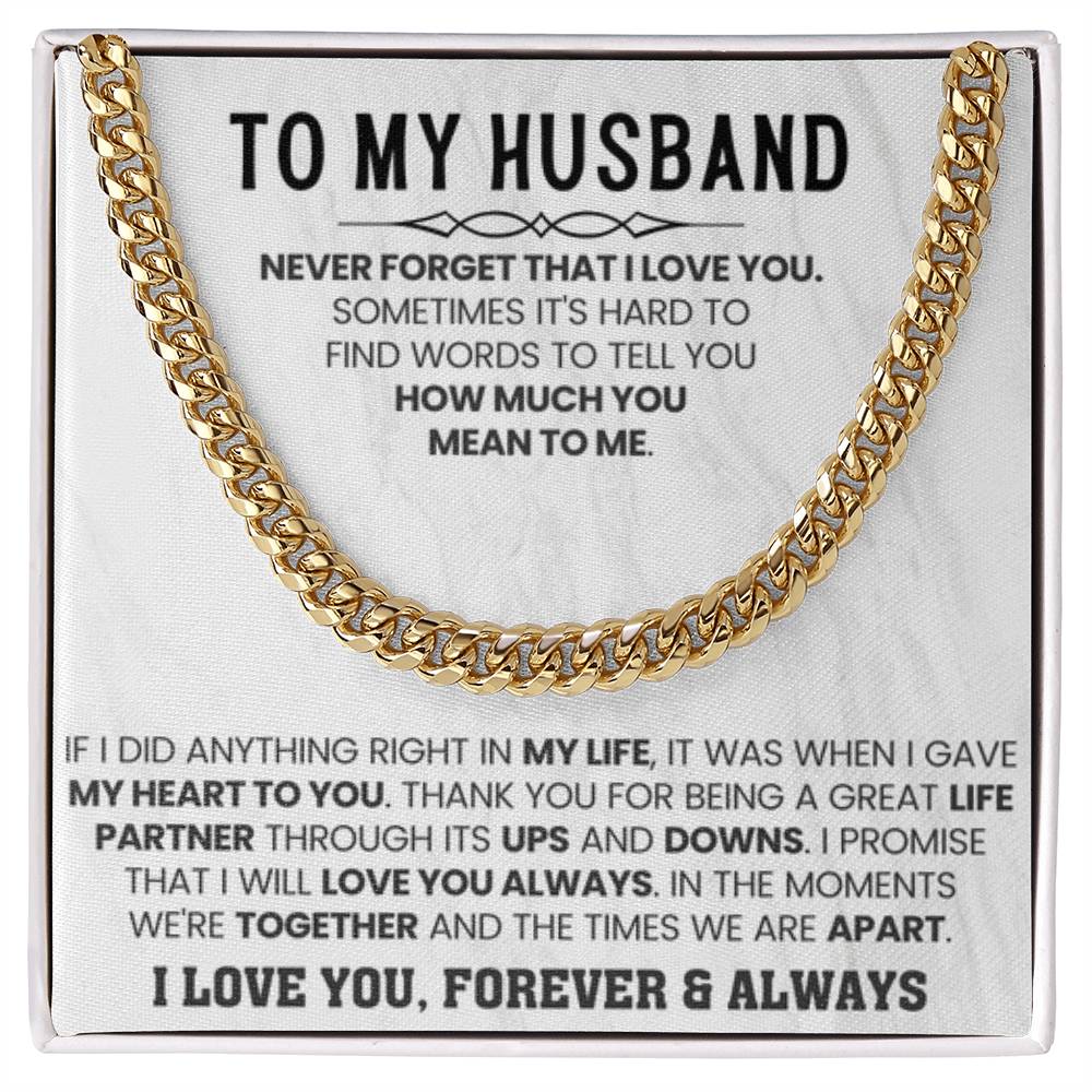 Husband Jewelry Gift from Wife – Cuban Link Chain – Anniversary & Valentine’s Day - Personalize Memories