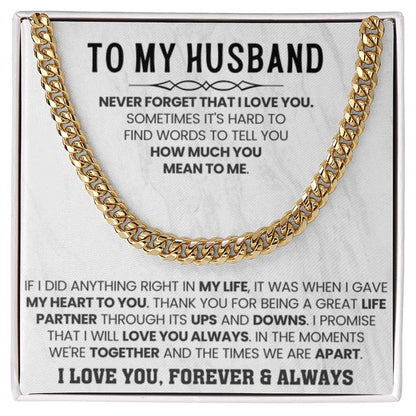 Husband Jewelry Gift from Wife – Cuban Link Chain – Anniversary & Valentine’s Day - Personalize Memories