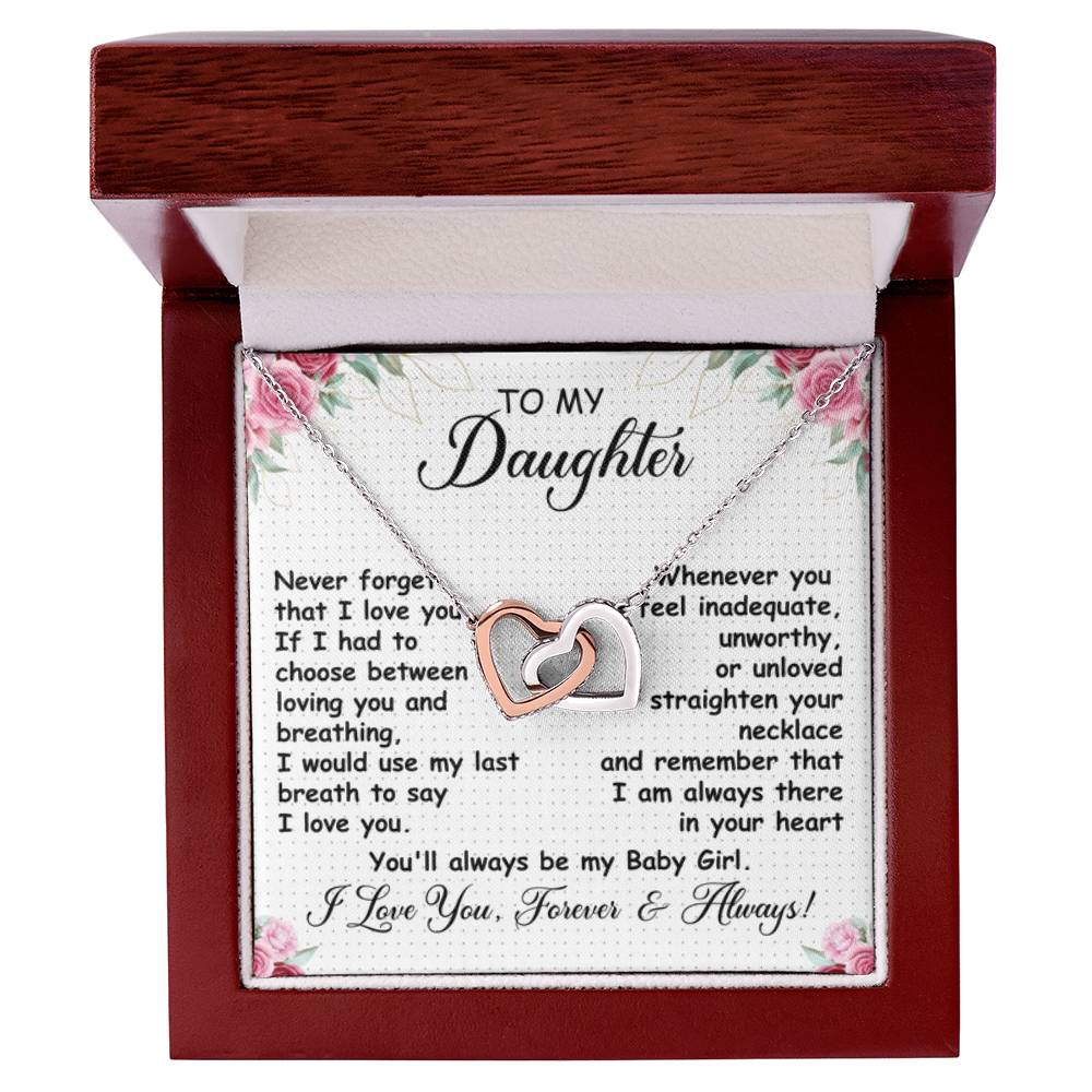 Beautiful Gift for Daughter - You'll always be my baby girl - Interlocking Hearts Necklace - Personalize Memories