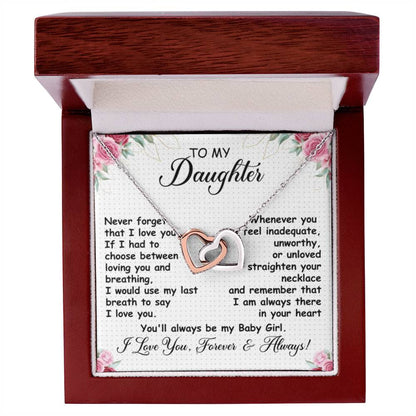 Beautiful Gift for Daughter - You'll always be my baby girl - Interlocking Hearts Necklace - Personalize Memories