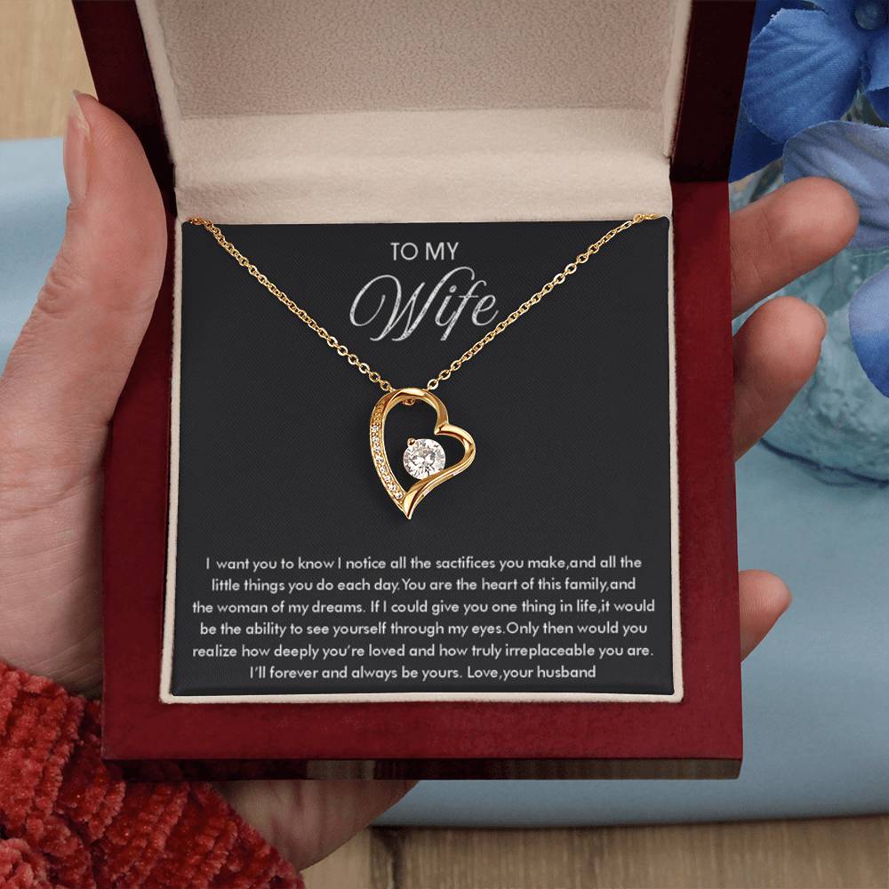 To My Wife Necklace - Romantic Everyday Jewelry Gift from Husband for Birthday, Valentine’s Day & Just Because - Forever Love Necklace - Personalize Memories