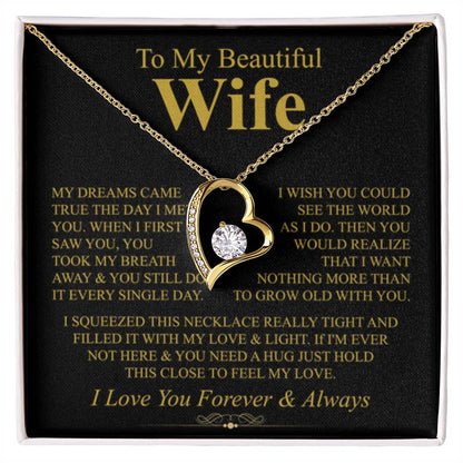 To My Wife Necklace - Heartwarming Gift from Husband for Birthday, Anniversary & Valentine’s Day - Forever Love Necklace - Personalize Memories