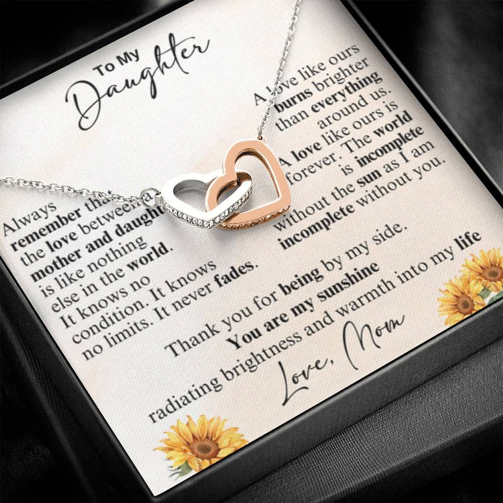 Beautiful Gift for Daughter from Mom - You're my sunshine - Interlocking Hearts Necklace - Personalize Memories