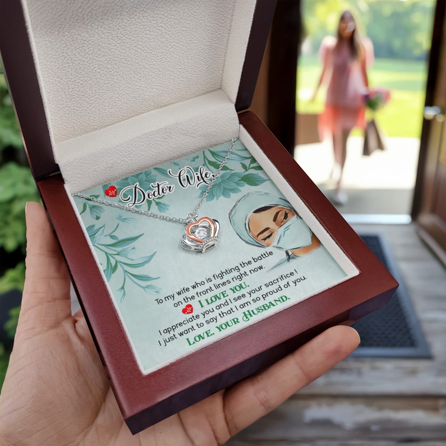Sentimental Gift for Doctor Wife - Emotional Husband-to-Wife Jewelry for Birthday, Christmas & Valentine’s Day - Crown Pendant Necklace - Personalize Memories