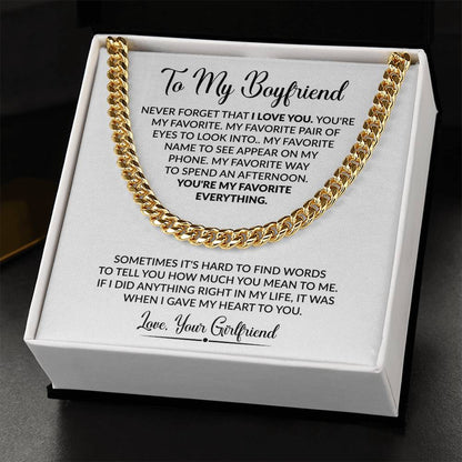 Gift for Boyfriend from Girlfriend - Sometimes It's Hard To Find Words To Tell You - Cuban Link Chain - Personalize Memories