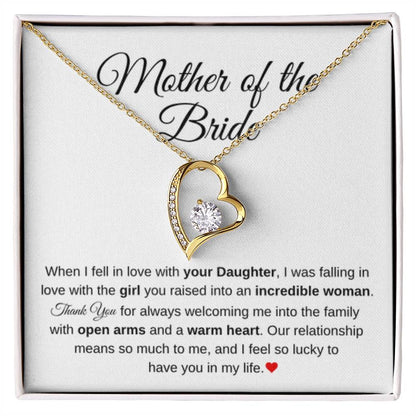 Mother of the Bride Present from Son In Law - Our relationship means so much to me - Forever Love Necklace - Personalize Memories