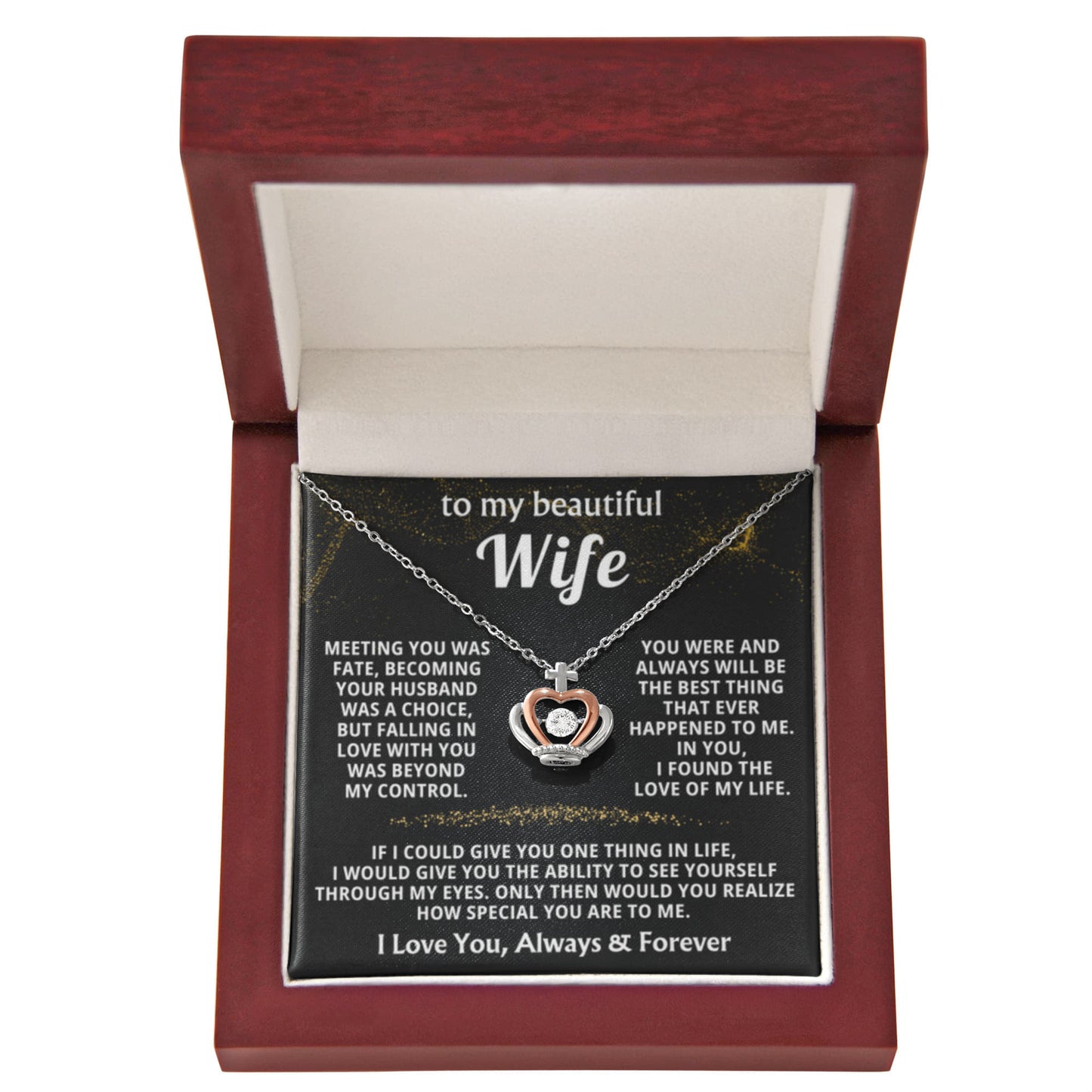 To My Wife Necklace - Perfect Romantic Gift from Husband - Crown Pendant Necklace - Personalize Memories