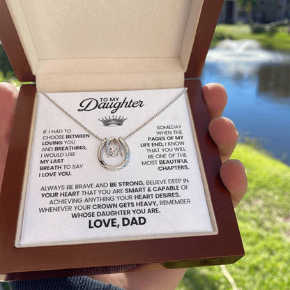To My Daughter Necklace - Best Proud Dad Jewelry Gift for Daughter’s Special Days & Celebrations - Lucky In Love Necklace - Personalize Memories