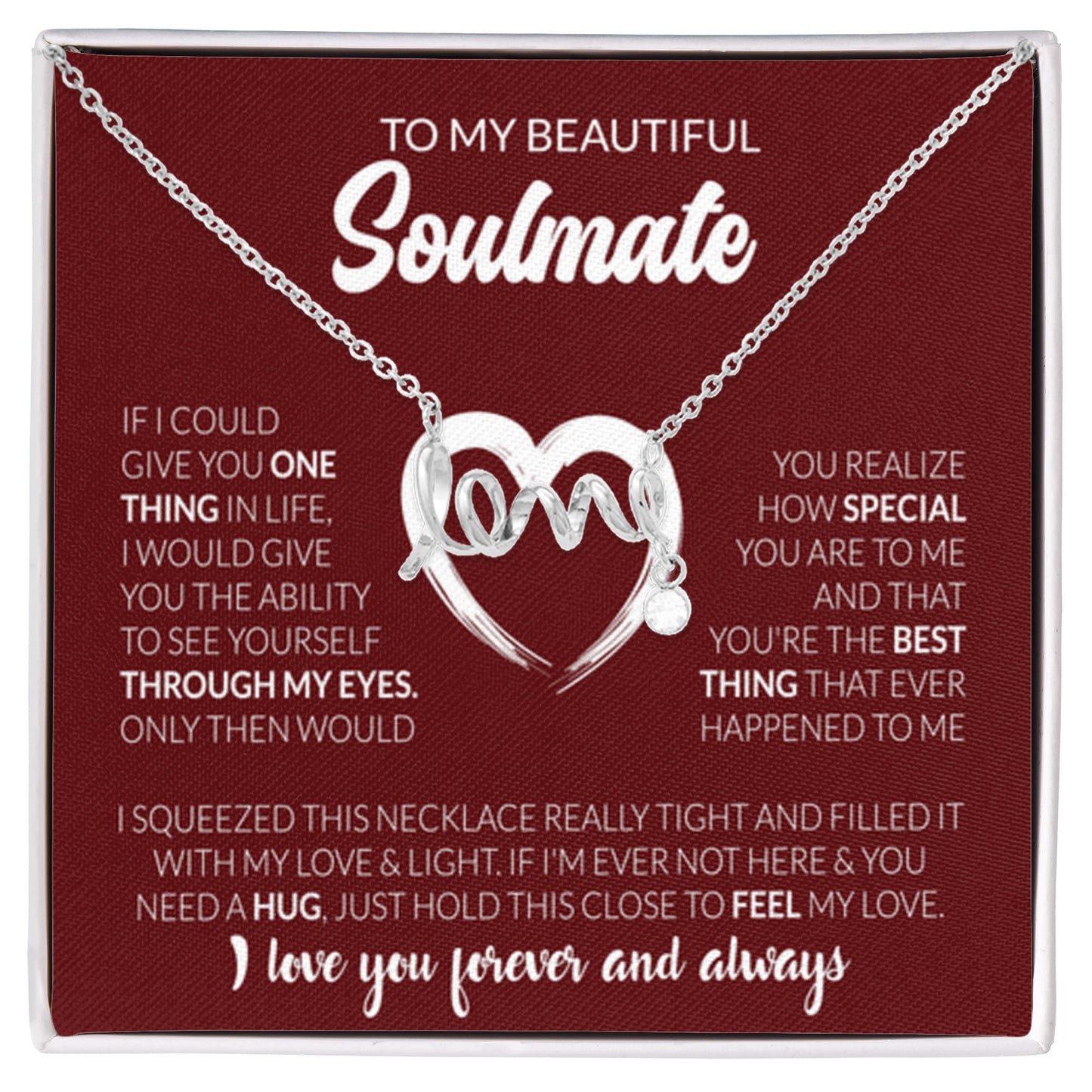 To My Beautiful Soulmate Necklace - Jewelry Gift for Her for Celebrating Romantic Moments - Scripted Love Necklace - Personalize Memories