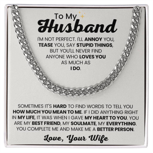 To My Husband Gift from Wife - I am not perfect - Christmas, Birthday & Valentine’s Day Gift for Him - Personalize Memories