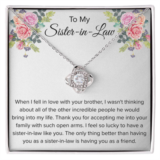 To My Sister In Law Necklace - Gift for Bonus Sister - Love Knot Necklace - Personalize Memories