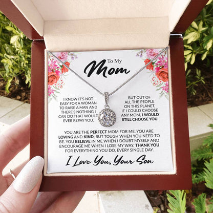 Gift for Mom from Son - You're The Perfect Mom For Me - Eternal Hope Necklace - Personalize Memories