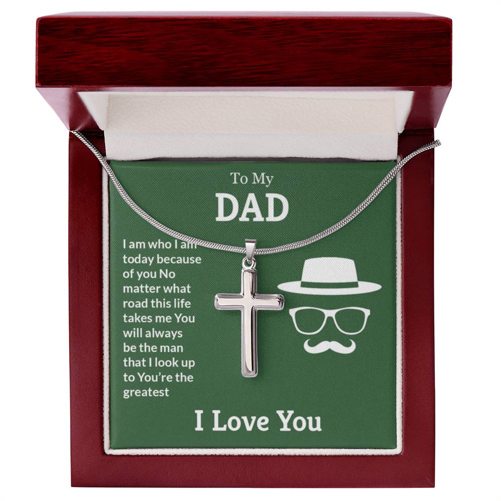 To My Dad Necklace - You're the greatest - Dad Gift from Kids - Artisan Cross Necklace - Personalize Memories