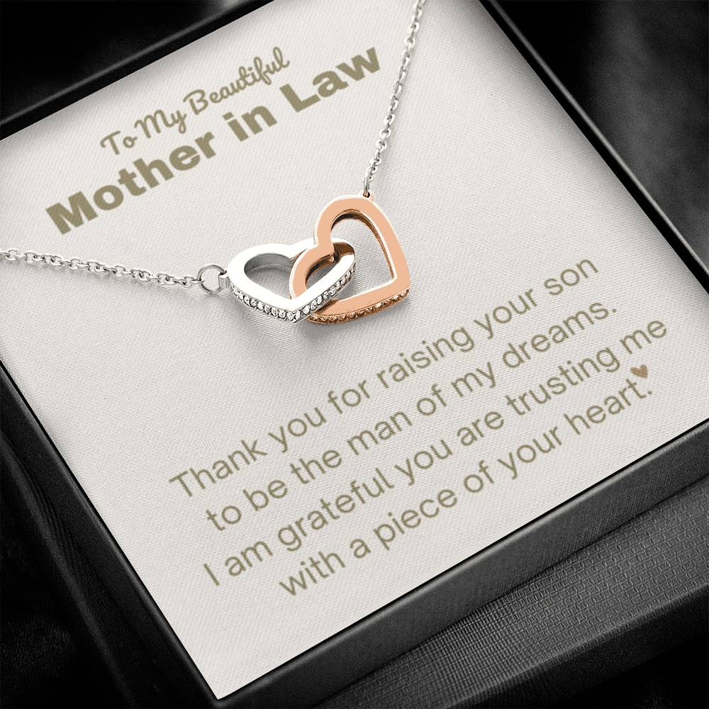 Mother In Law Gift - Thank you for raising the man of my dreams - Interlocking Hearts Necklace - Personalize Memories