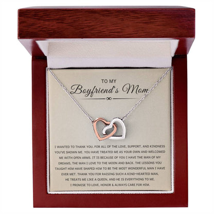 To My Boyfriend's Mom - I wanted to thank you - Interlocking Hearts Necklace - Best Gift for Bf mother - Personalize Memories