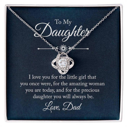 To My Daughter Necklace from Dad – Daughter Gift for Birthday Graduation Achievements – Love Knot Necklace - Personalize Memories