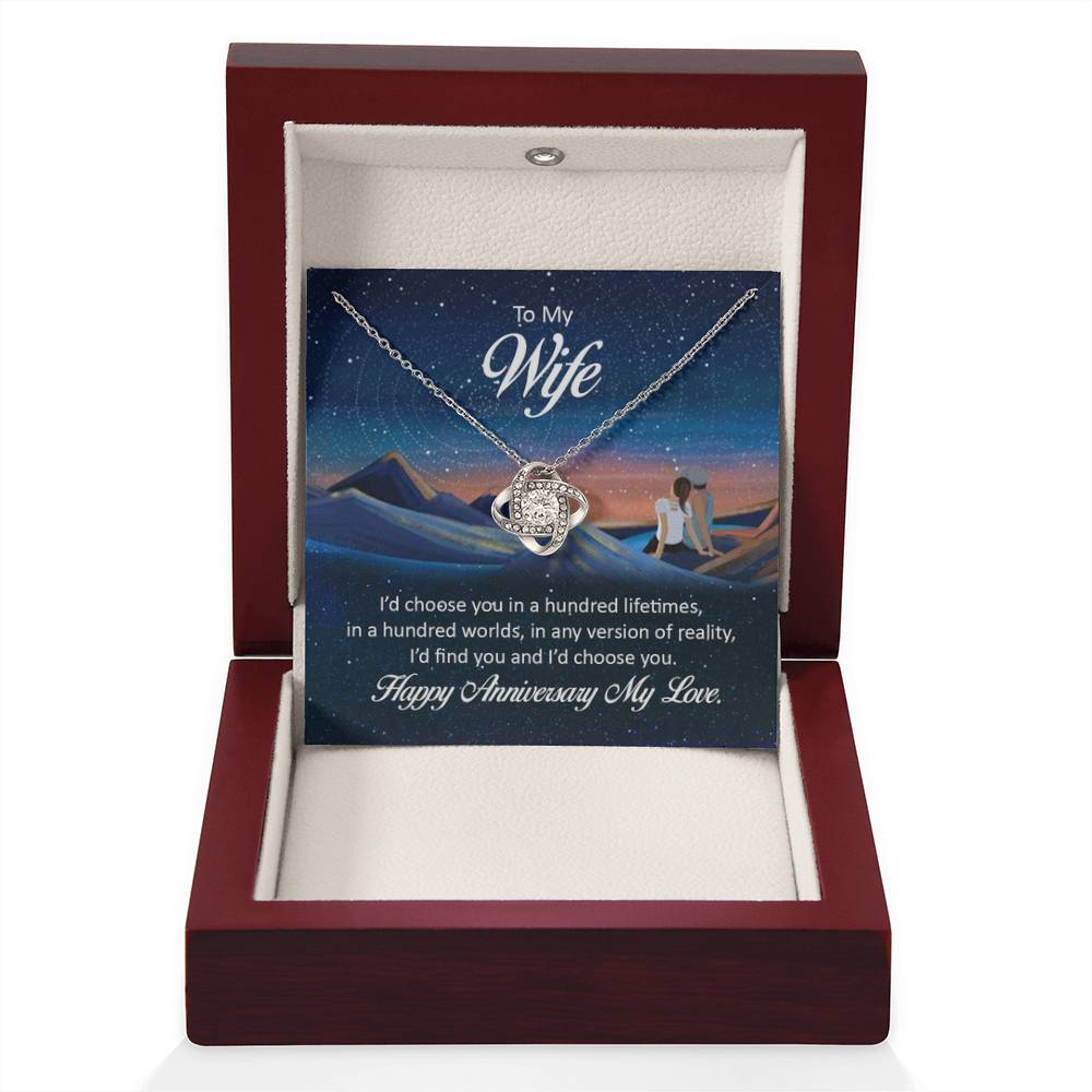 To My Wife - Anniversary Gift for Wife - Love Knot Necklace - Personalize Memories