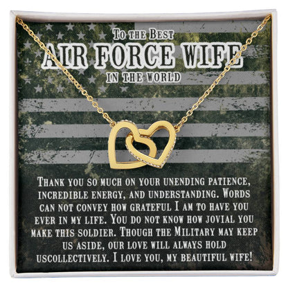 To The Best Air Force Wife - Interlocking Hearts Necklace - Gift from Husband - Personalize Memories