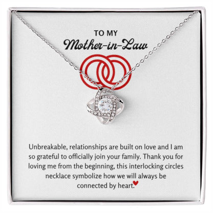 To My Mother in Law - We'll always be linked at heart - Love Knot Necklace - Personalize Memories