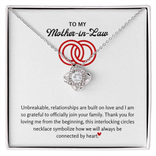 To My Mother in Law - We'll always be linked at heart - Love Knot Necklace - Personalize Memories