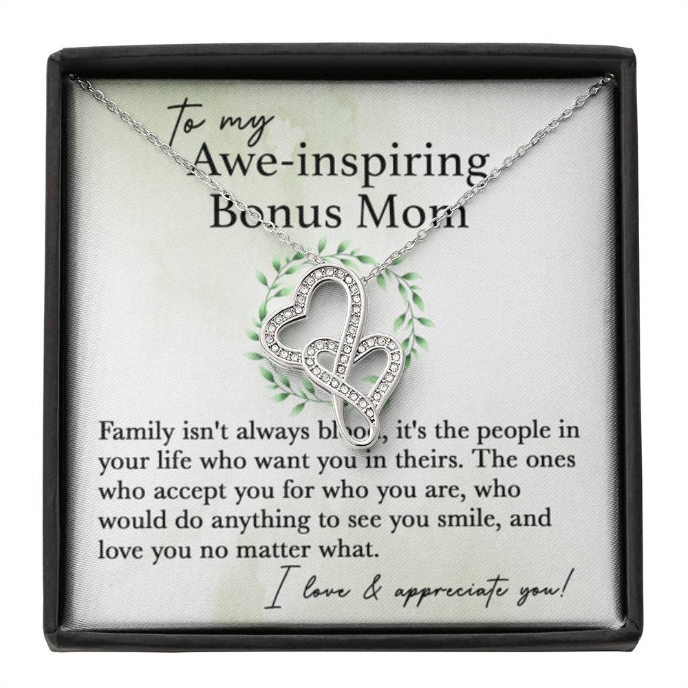 To My Bonus Mom - I Love & Appreciate You - Heart-to-heart Pendant Necklace - Best Gift For Bonus Mom - Personalize Memories
