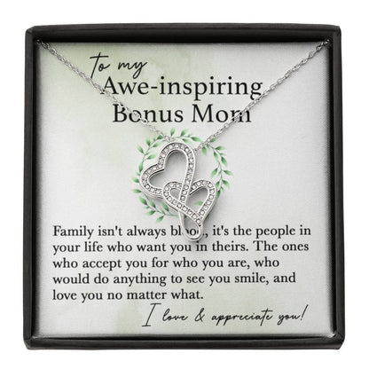 To My Bonus Mom - I Love & Appreciate You - Heart-to-heart Pendant Necklace - Best Gift For Bonus Mom - Personalize Memories