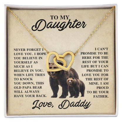 To My Daughter Necklace - Proud Dad to Daughter Jewelry for Birthday, Graduation & Special Celebrations - Interlocking Hearts Necklace - Personalize Memories