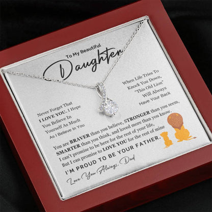 To My Daughter Necklace - Best Proud Dad Jewelry Gift for Daughter’s Special Days & Celebrations - Alluring Beauty Necklace - Personalize Memories