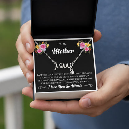 To My Mother - I am the luckiest kid in the world - Scripted Love Necklace - Sentimental Gift for Mom - Personalize Memories