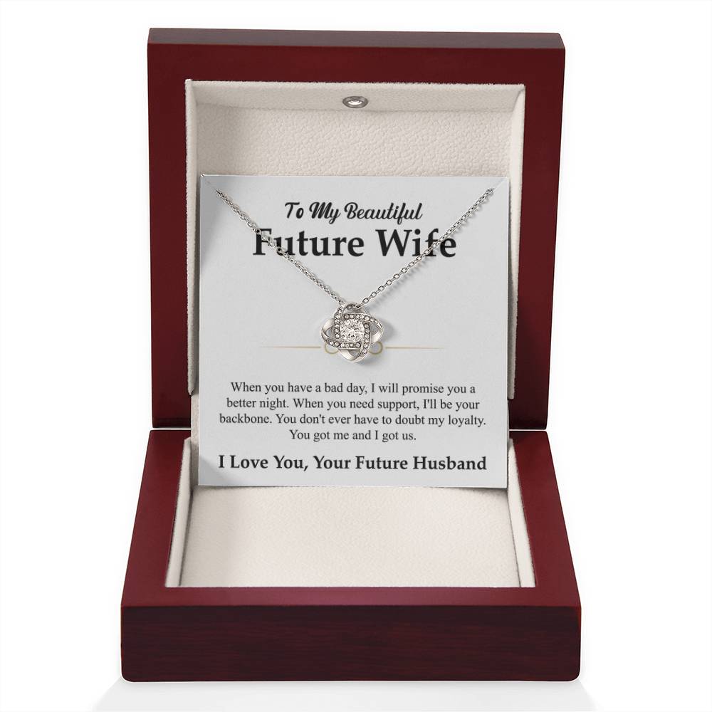To My Future Wife Necklace - Soulmate Jewelry Gift for Valentine’s Day, Birthday - Love Knot Necklace - Personalize Memories