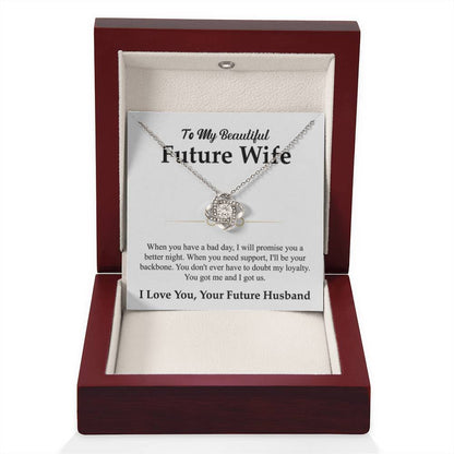 To My Future Wife Necklace - Soulmate Jewelry Gift for Valentine’s Day, Birthday - Love Knot Necklace - Personalize Memories
