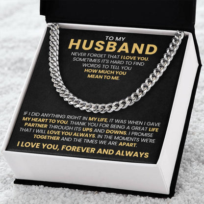 To My Husband - Never Forget That I Love You - Cuban Link Chain Gift from Wife to Husband - Personalize Memories