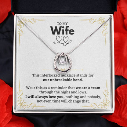 To My Wife Necklace - Loving Jewelry from Husband for Birthday, Valentine’s Day & Holidays - Lucky In Love Necklace - Personalize Memories