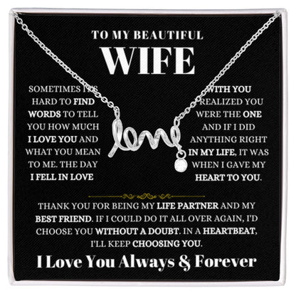To My Wife Necklace - Special Jewelry Gift from Husband for Birthday, Christmas & Valentine’s Day - Scripted Love Necklace - Personalize Memories