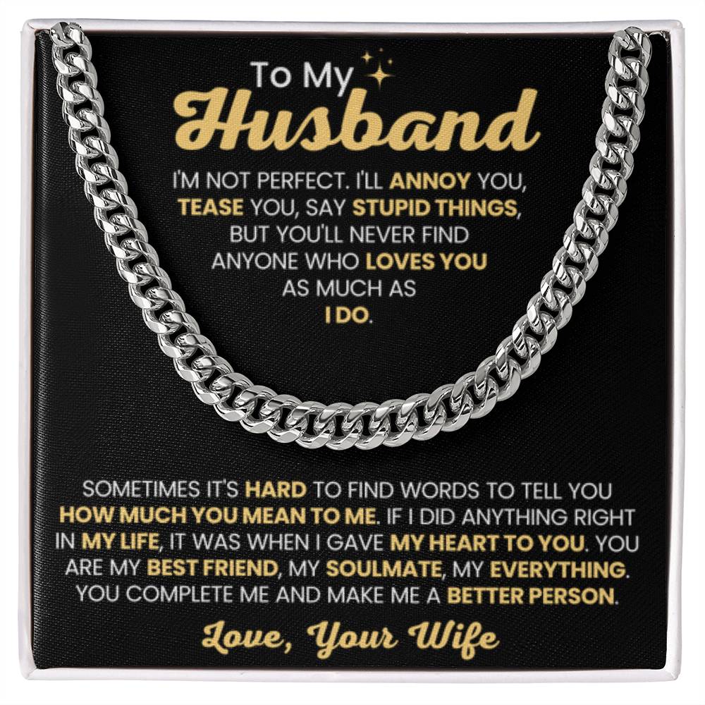 To My Amazing Husband - You're My Everything - Cuban Link Chain Gift from Wife to Husband - Personalize Memories