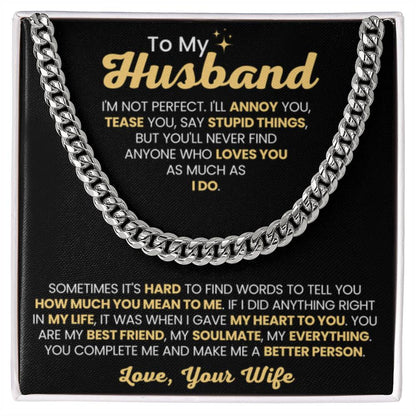 To My Amazing Husband - You're My Everything - Cuban Link Chain Gift from Wife to Husband - Personalize Memories