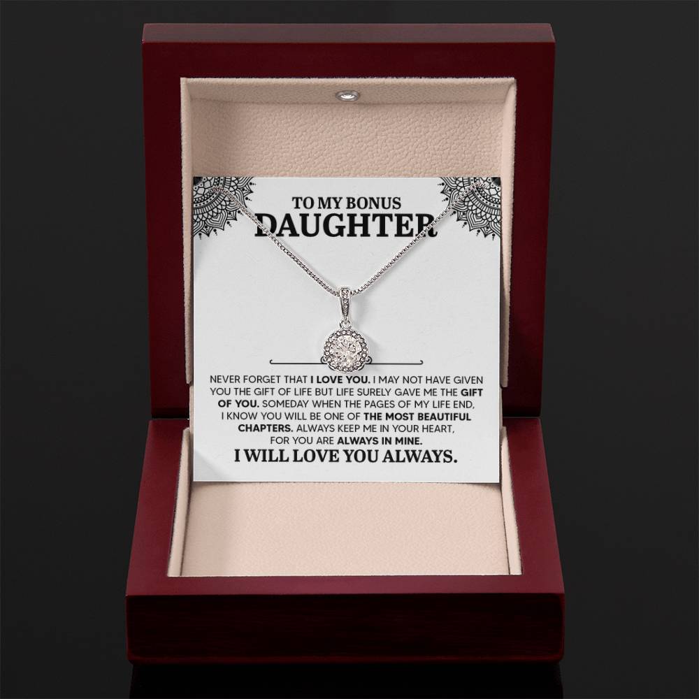 To My Bonus Daughter Necklace – Daughter Necklace for Graduation & Birthday Events – Eternal Hope Necklace - Personalize Memories