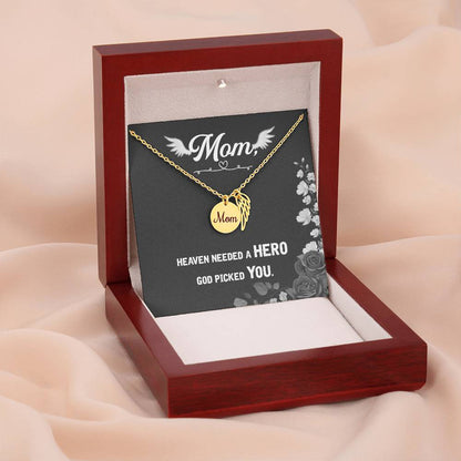God Picked You - Angel Wing Mom Memorial Necklace | Loss of Mom Sympathy Gift