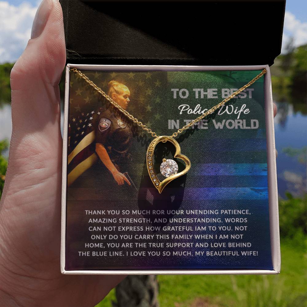 To The Best Police Wife In The World - Forever Love Necklace Gift from Husband - Personalize Memories