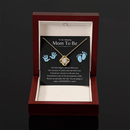 To An Amazing Mama To Be - A brand new miracle to call your own - Love Knot Necklace - Unique Gift for New Mom - Personalize Memories