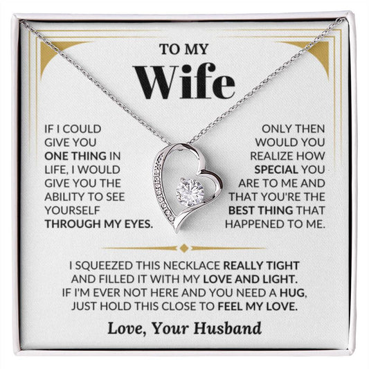 To My Wife Necklace - Sweet Emotional Gift for Wife from Husband on Birthday, Anniversary & Valentine’s Day - Forever Love Necklace - Personalize Memories