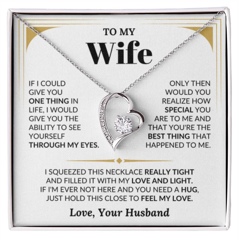To My Wife Necklace - Sweet Emotional Gift for Wife from Husband on Birthday, Anniversary & Valentine’s Day - Forever Love Necklace - Personalize Memories