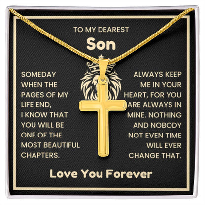 To My Dearest Son Necklace - Gift for Son - Always keep me in your heart - Artisan Cross Necklace - Personalize Memories